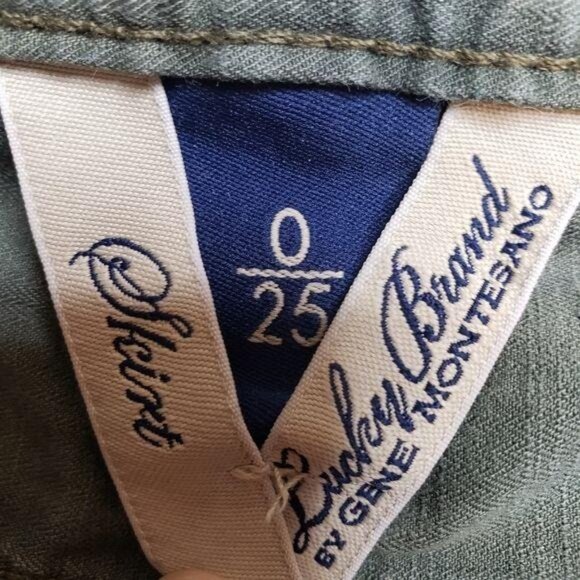 Lucky Brand Green Tie-Dye Denim Mini Skirt Size 0 / 25 army green grunge denim - Picture 5 of 7